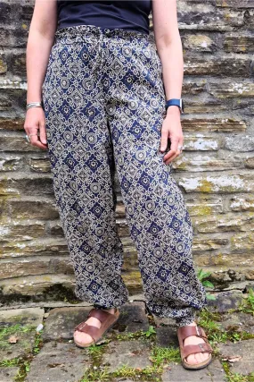 block print cotton peg trousers