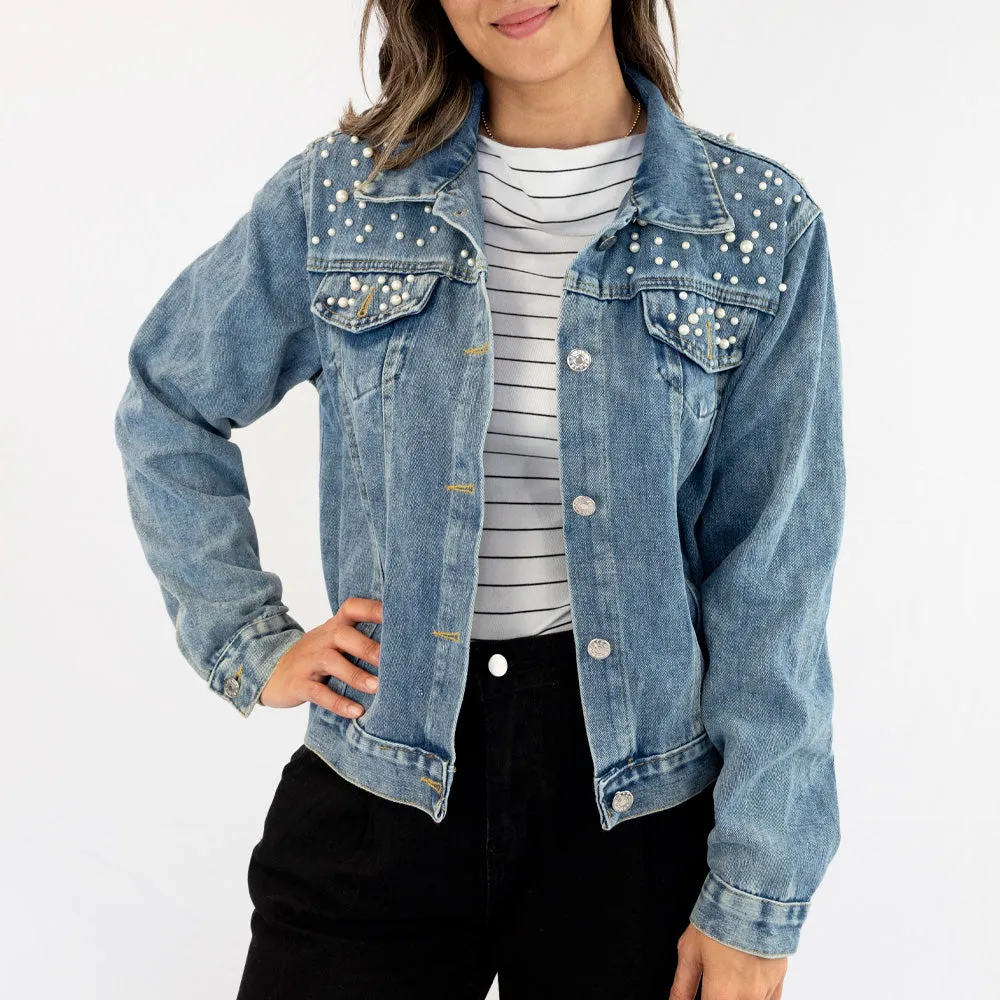 (Blue Pearl) Hearts Denim Jacket