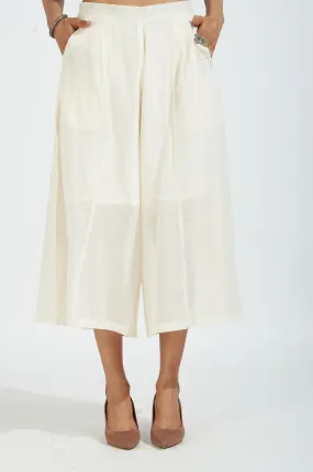 box pleated culotte - ivory kota