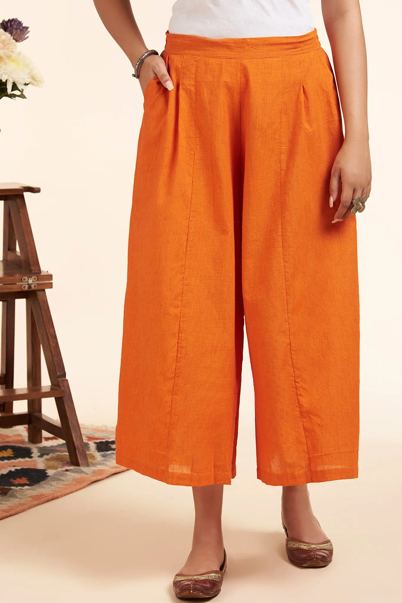 box pleated culotte - orange