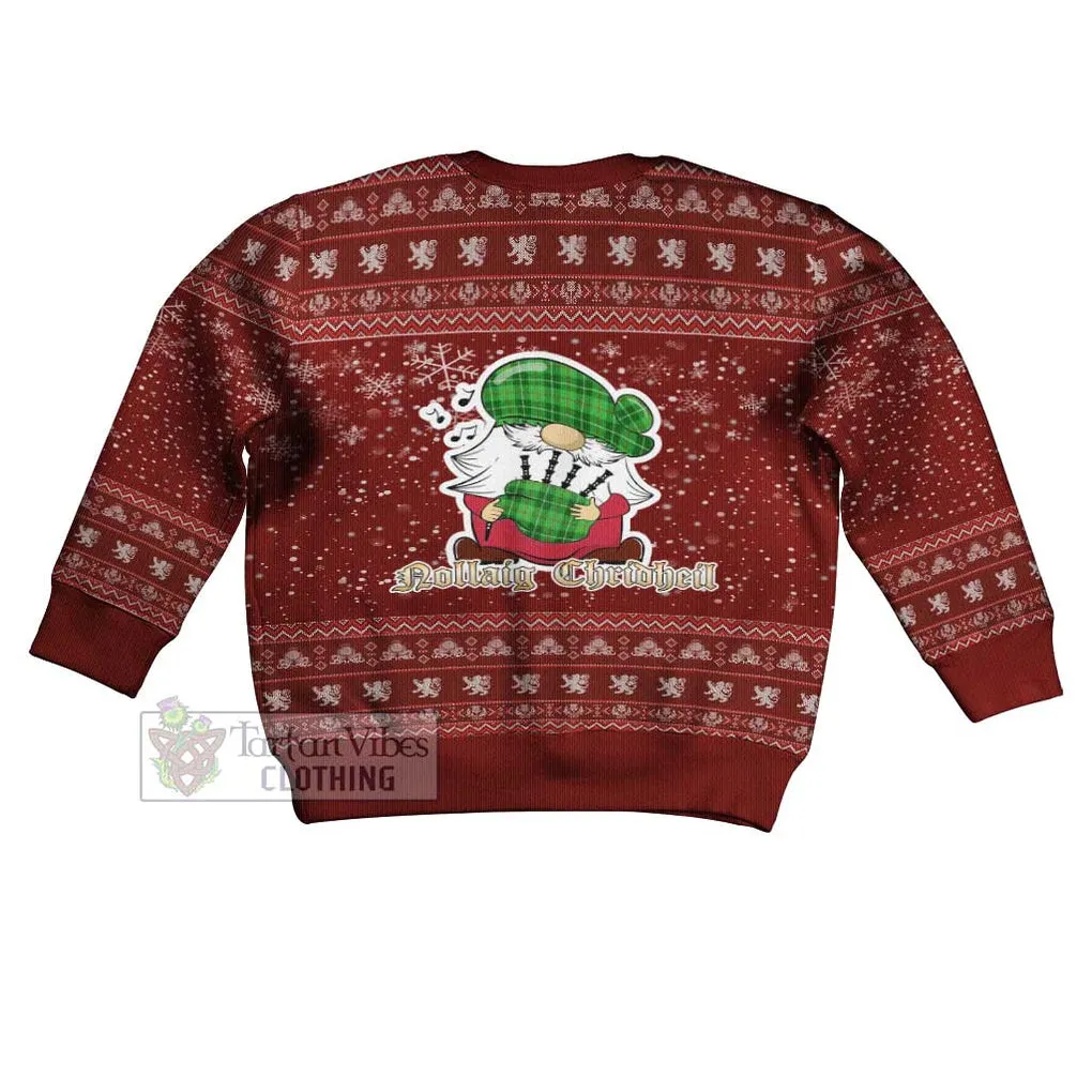 Boyle Clan Christmas Kid Ugly Sweater with Gnome Playing Bagpipes