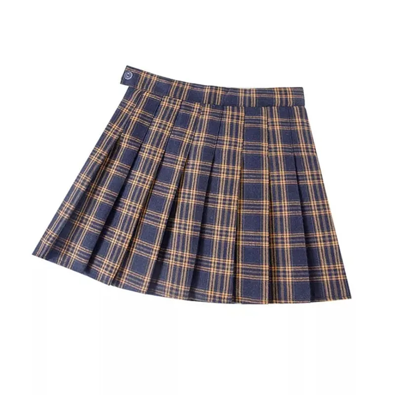 Brown Pleated Mini Skirts