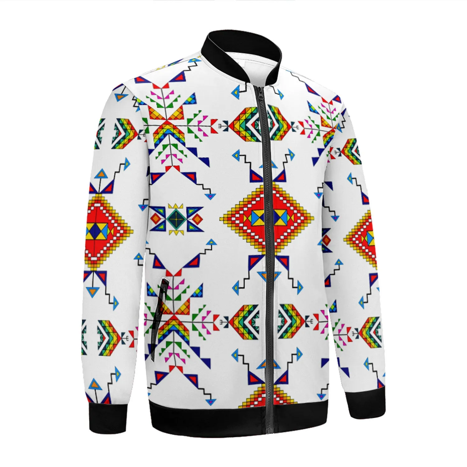 Buffalo Jump White Zippered Collared Lightweight Jacket