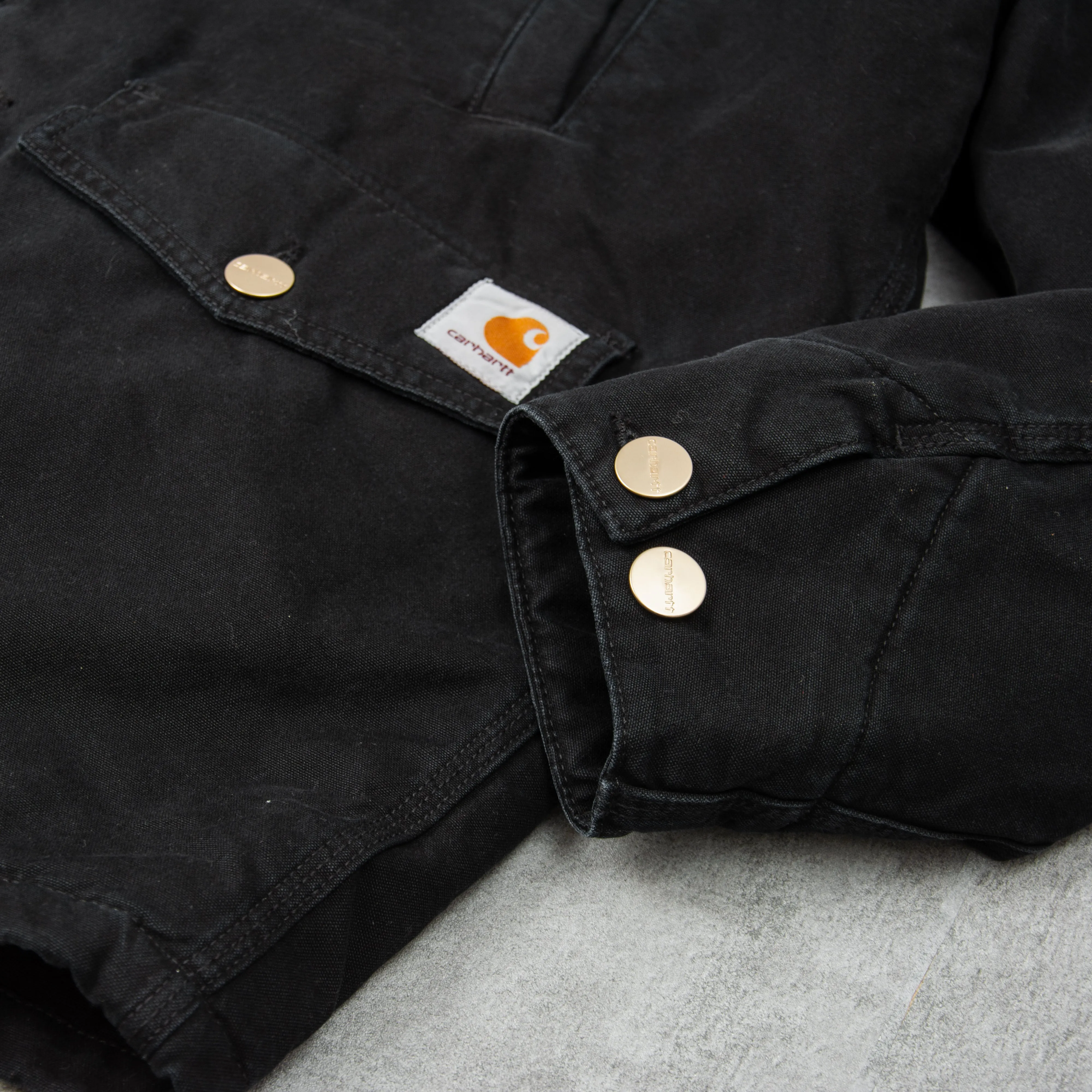 Carhartt WIP Newman Coat - Black Heavy Stone Wash