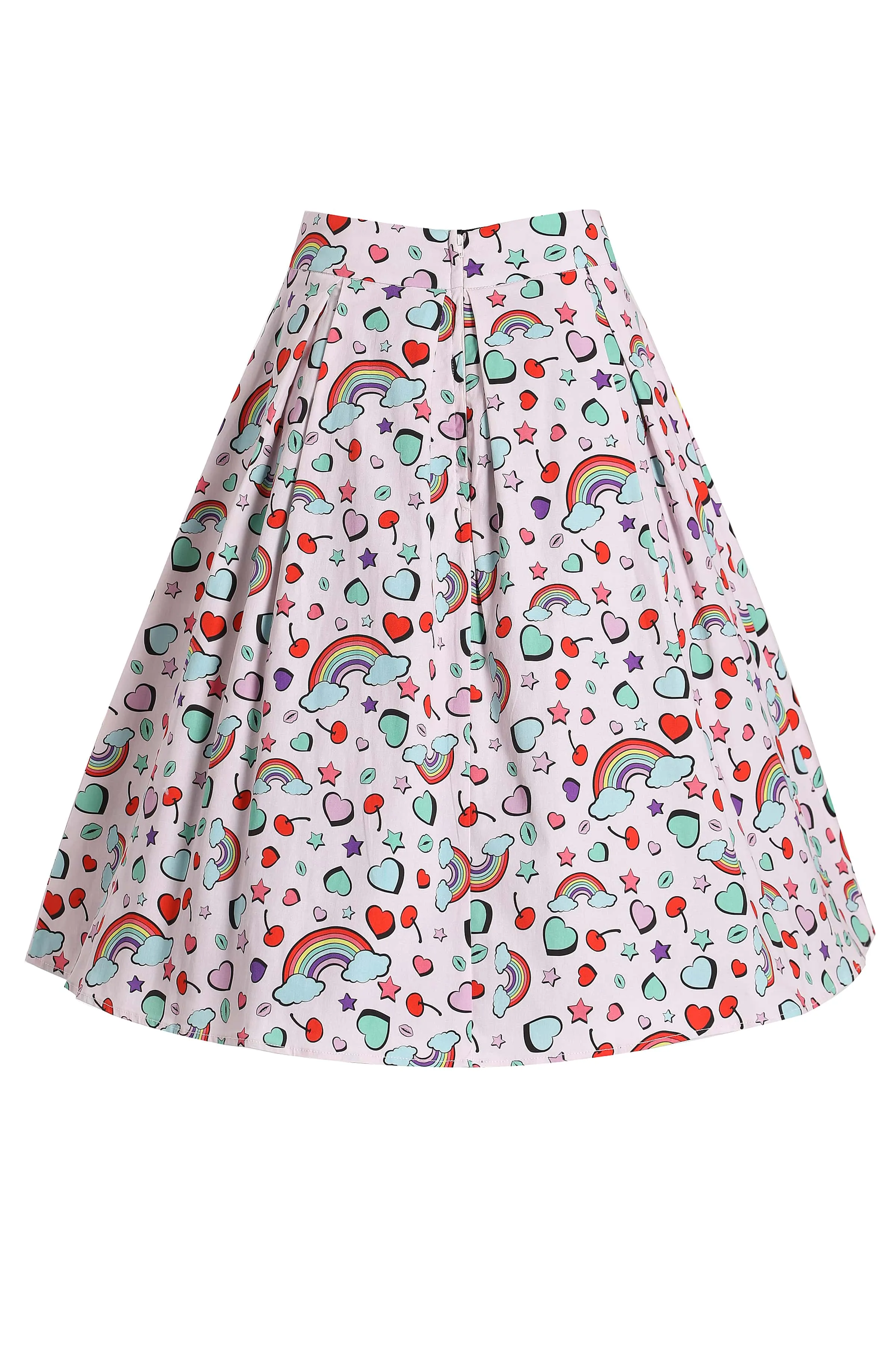 Carolyn Heart & Rainbow Print Box Pleated Skirt