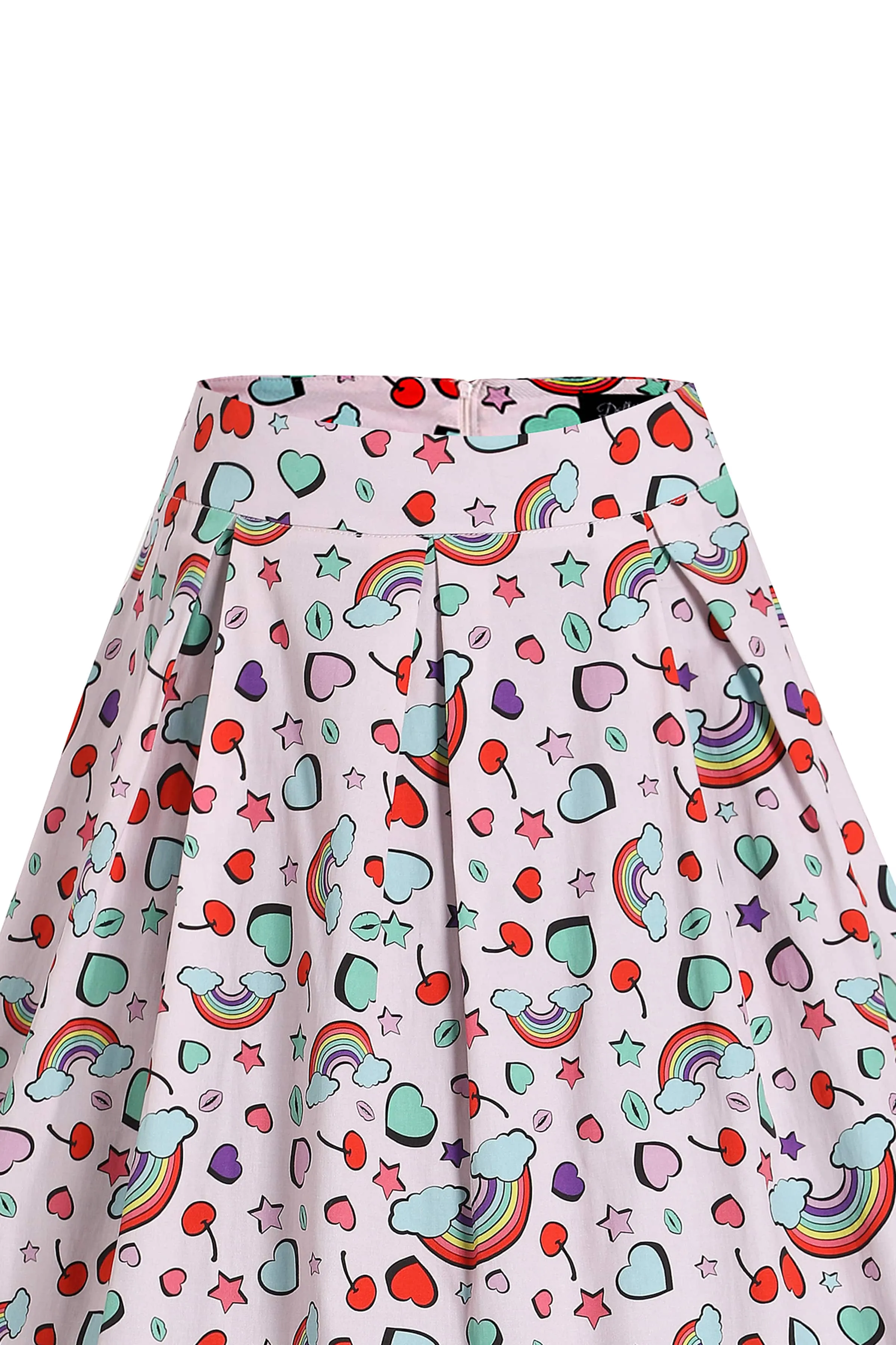 Carolyn Heart & Rainbow Print Box Pleated Skirt