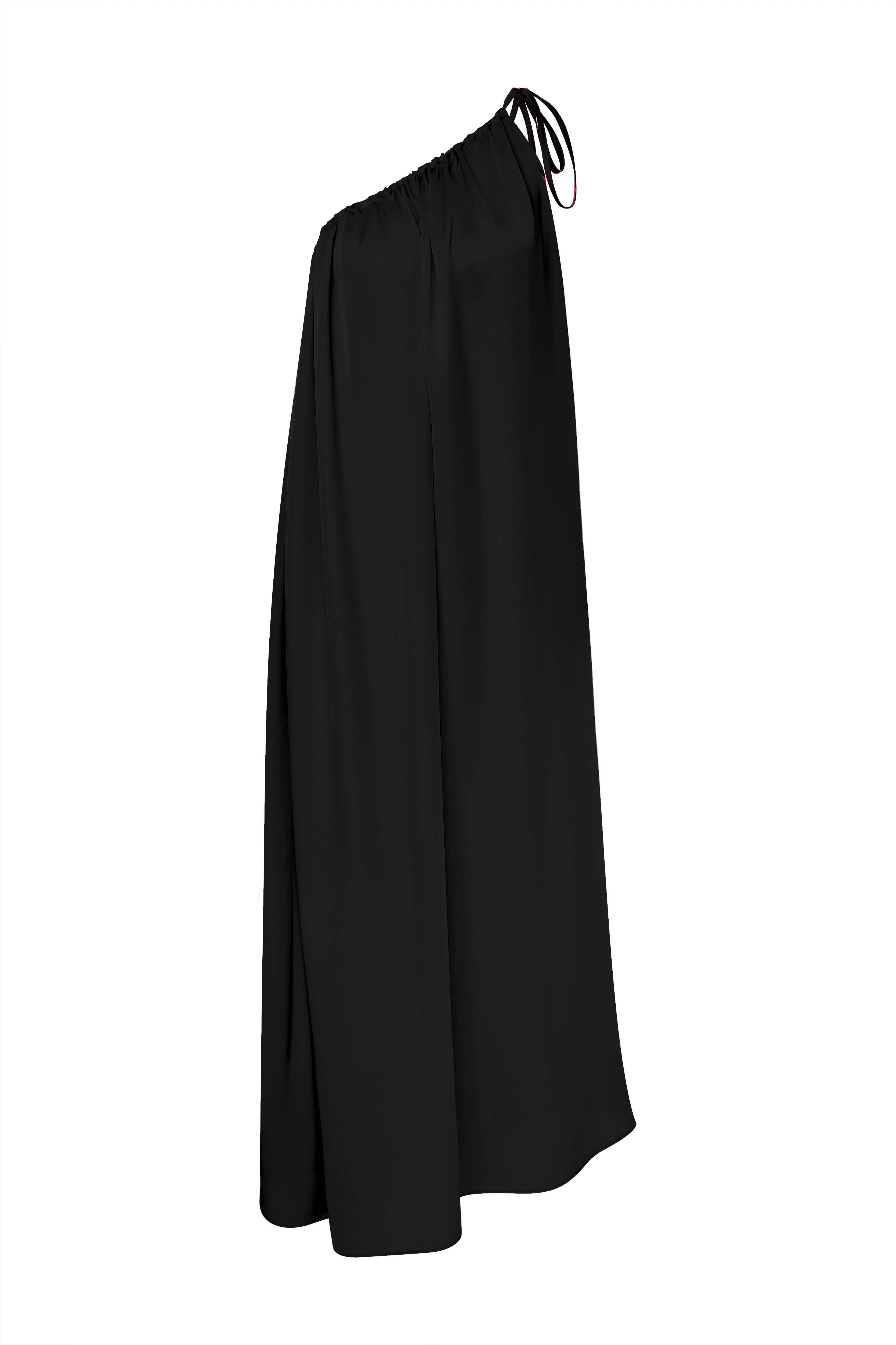 Chrissy One-Shoulder Maxi Dress in Black