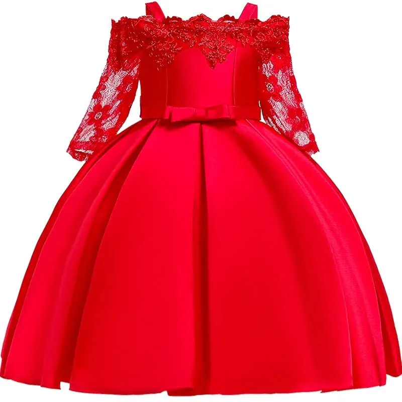 Christmas Dress With Flared Sleeves For Girls