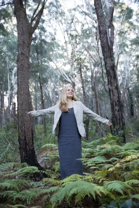 CLEARANCE: Rustic Linen Maxi Slip Dress - Navy