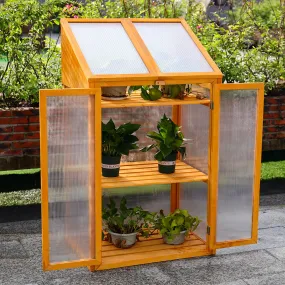 Cold Frame 2 shelves Wood Raised Bed Hobby Greenhouse