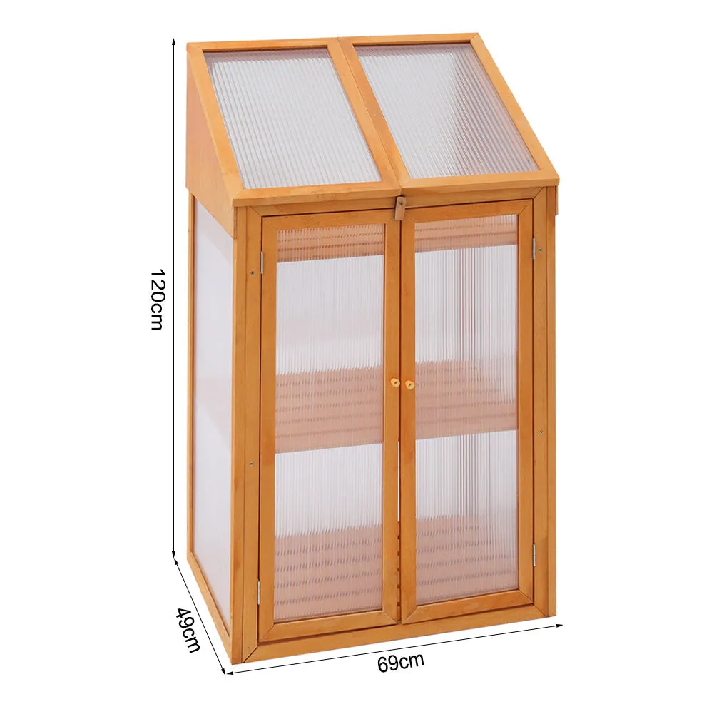 Cold Frame 2 shelves Wood Raised Bed Hobby Greenhouse