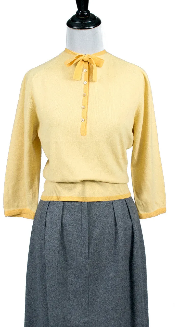 Coleraine 1950's Butter Yellow Cashmere Vintage Sweater