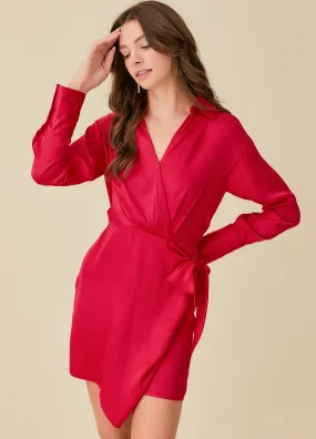 Collared Faux Wrap Dress