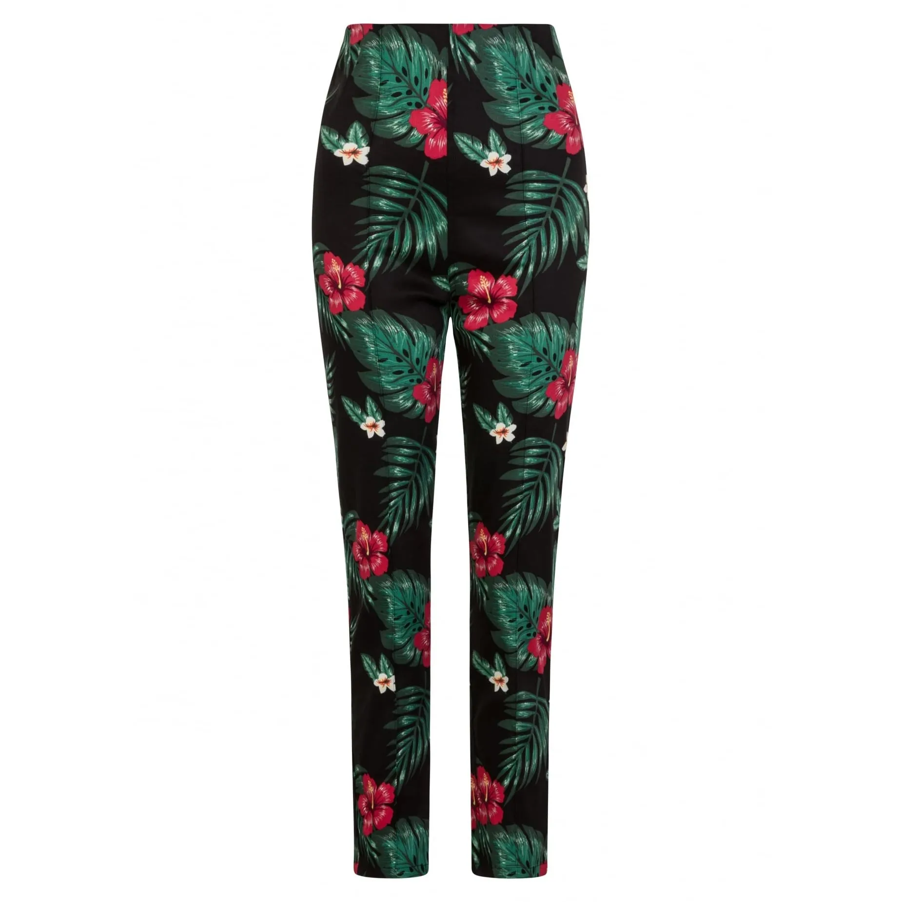 Collectif Black Floral Tropical Trousers