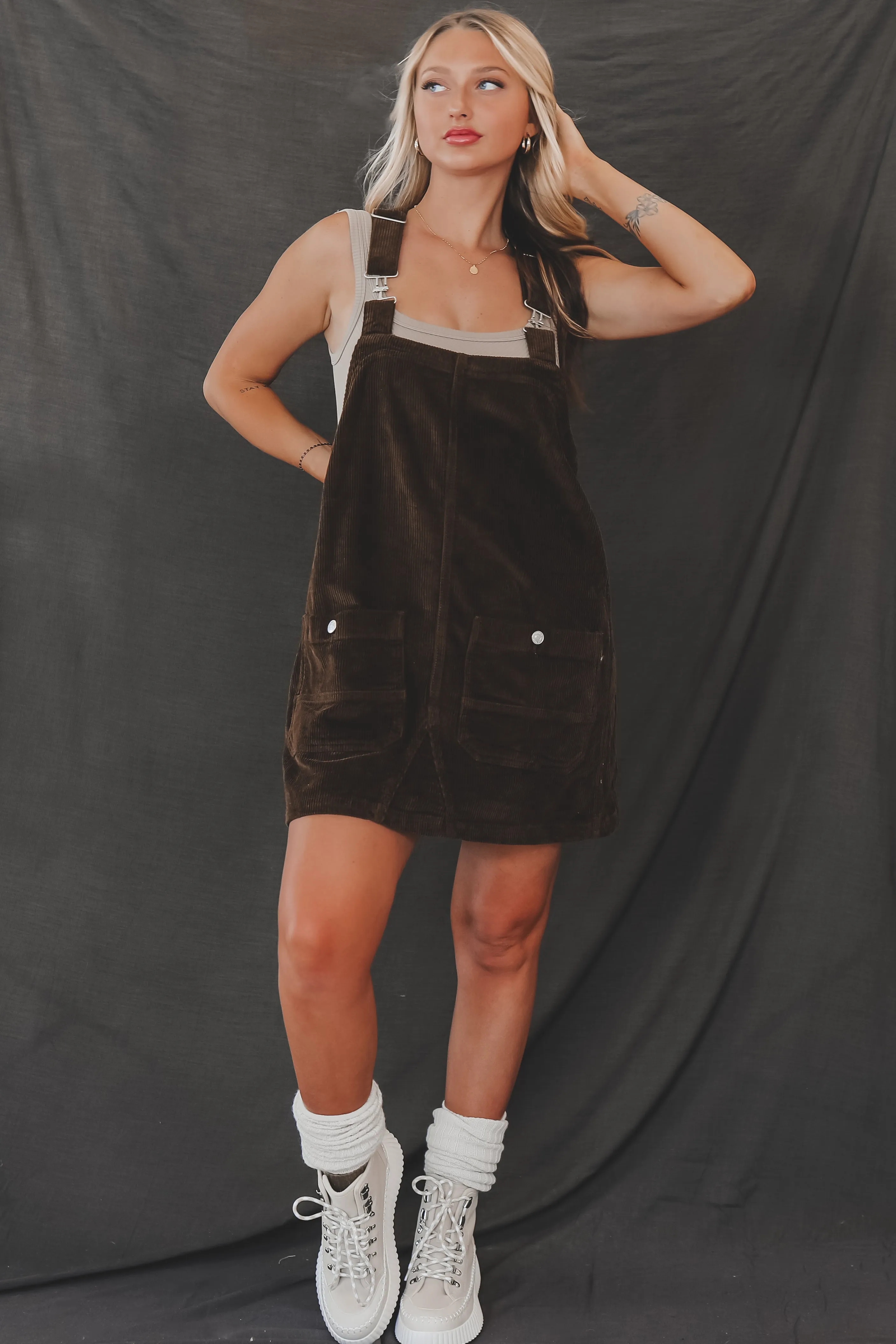 Coming Home For The Weekend Corduroy Overall Dress