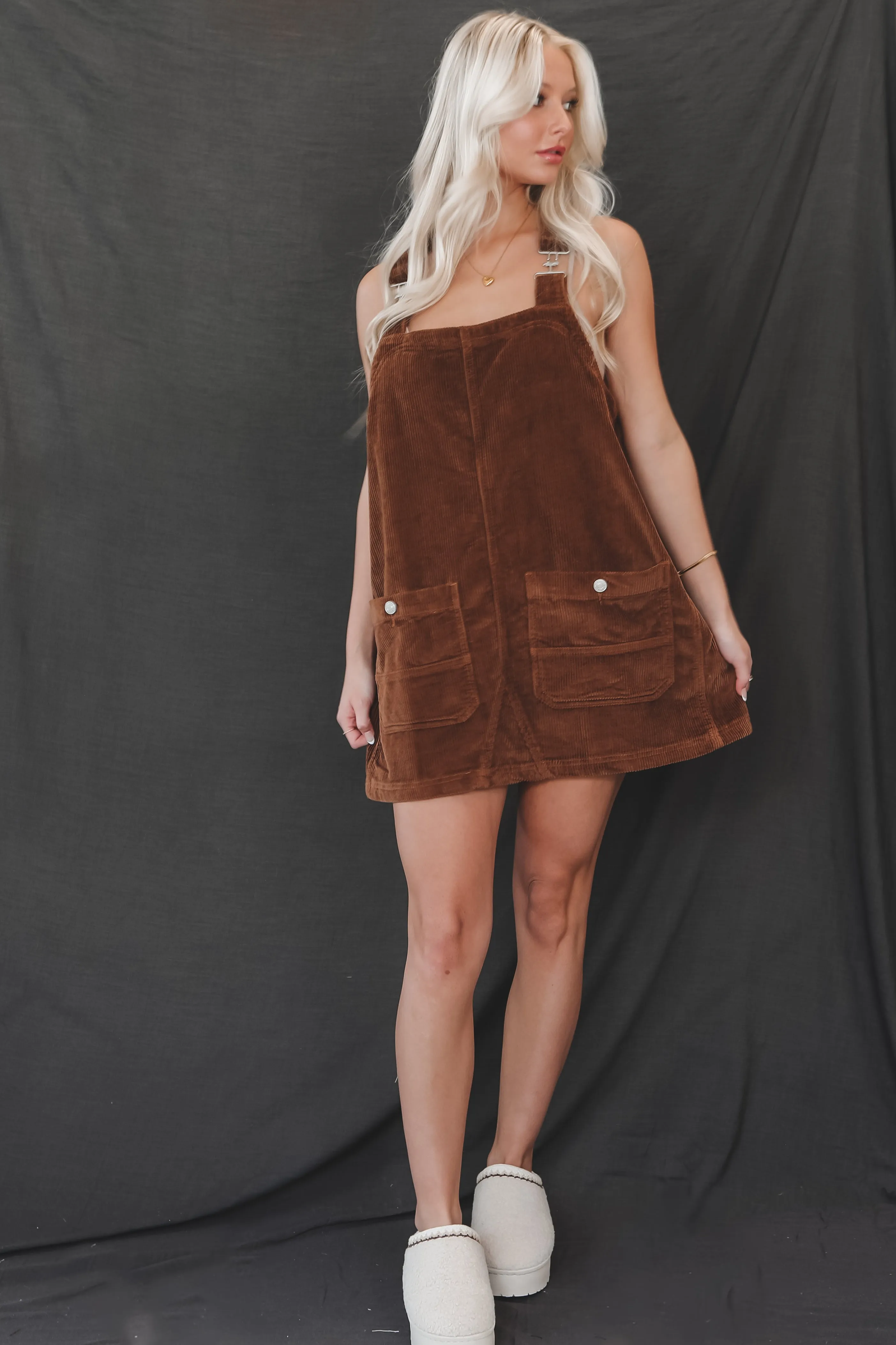 Coming Home For The Weekend Corduroy Overall Dress