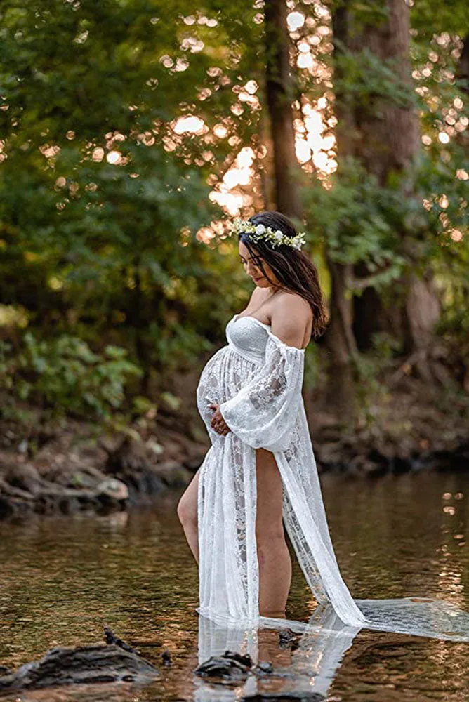 Cori Lace Long Sleeve Maternity Gown