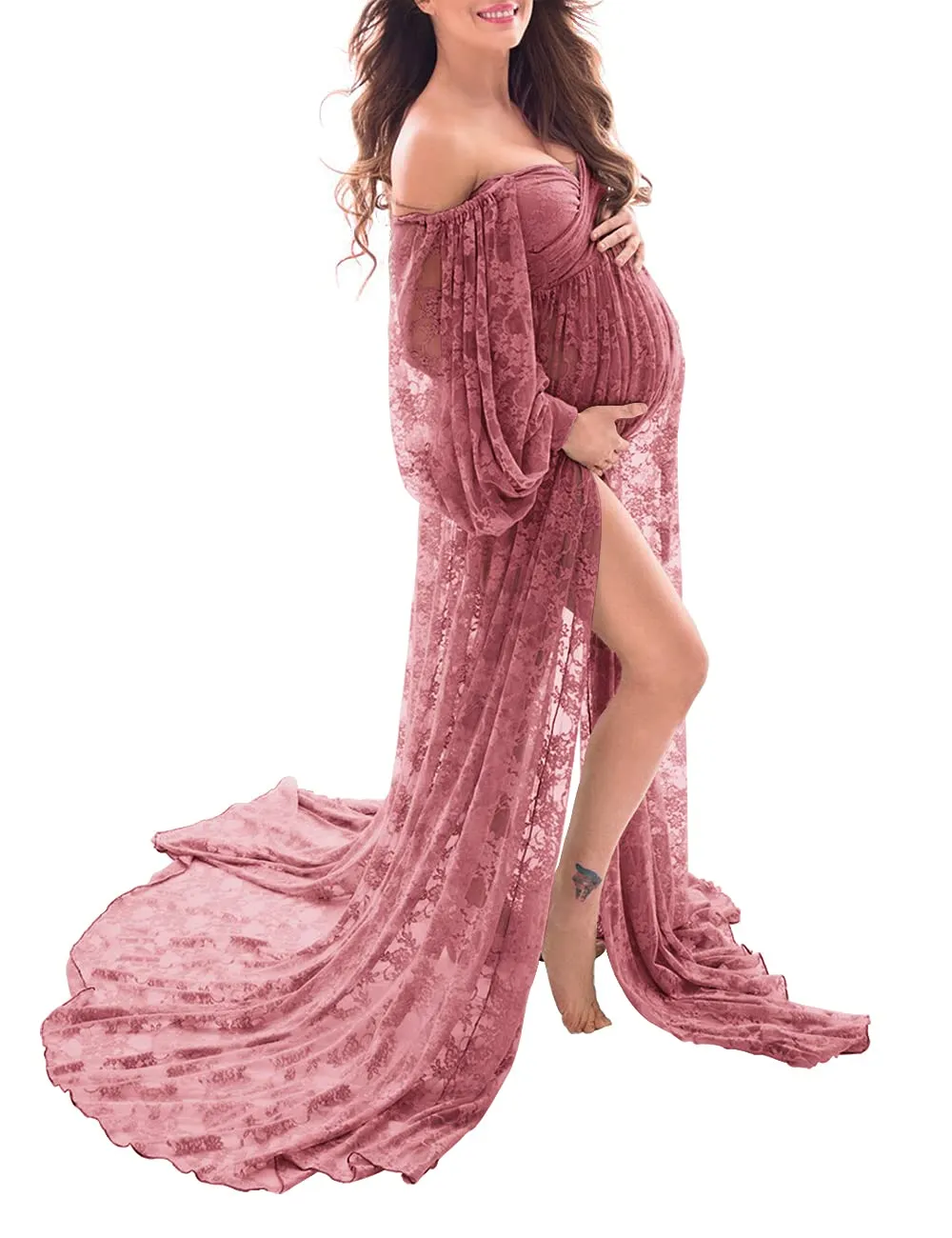 Cori Lace Long Sleeve Maternity Gown