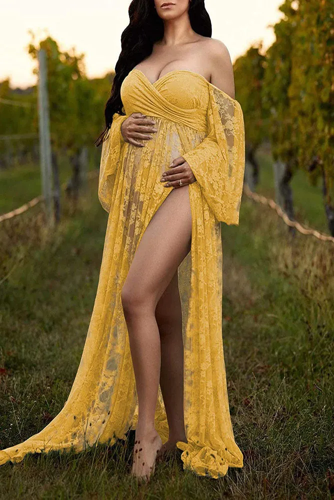 Cori Lace Long Sleeve Maternity Gown