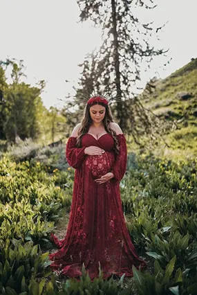 Cori Lace Long Sleeve Maternity Gown