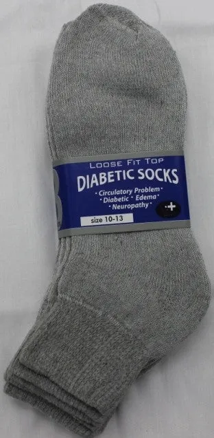 cotton plus men's grey diabetic ankle socks Case of 240