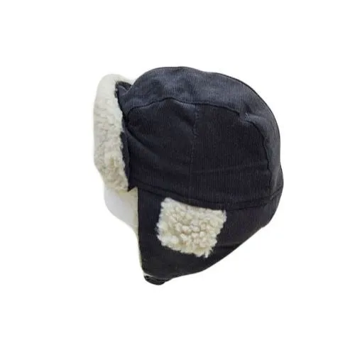 Cotton Toddler Kids Winter Earflap Cap Corduroy Beanie Shearling Trapper Hat CCJ1477