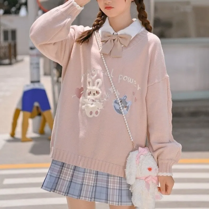 Cozy Kawaii Sweater - Magical Power Bunny Design