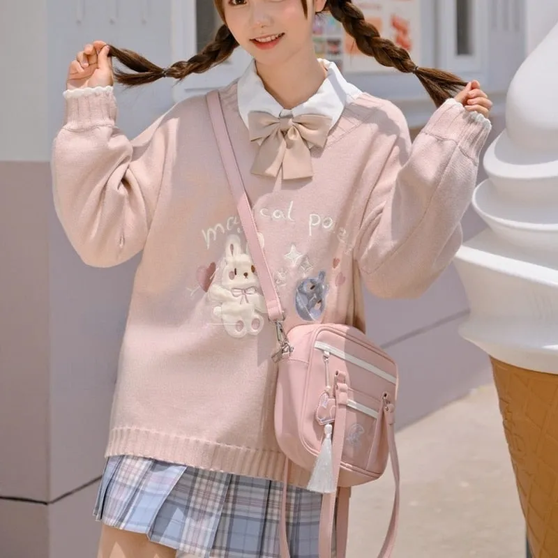 Cozy Kawaii Sweater - Magical Power Bunny Design