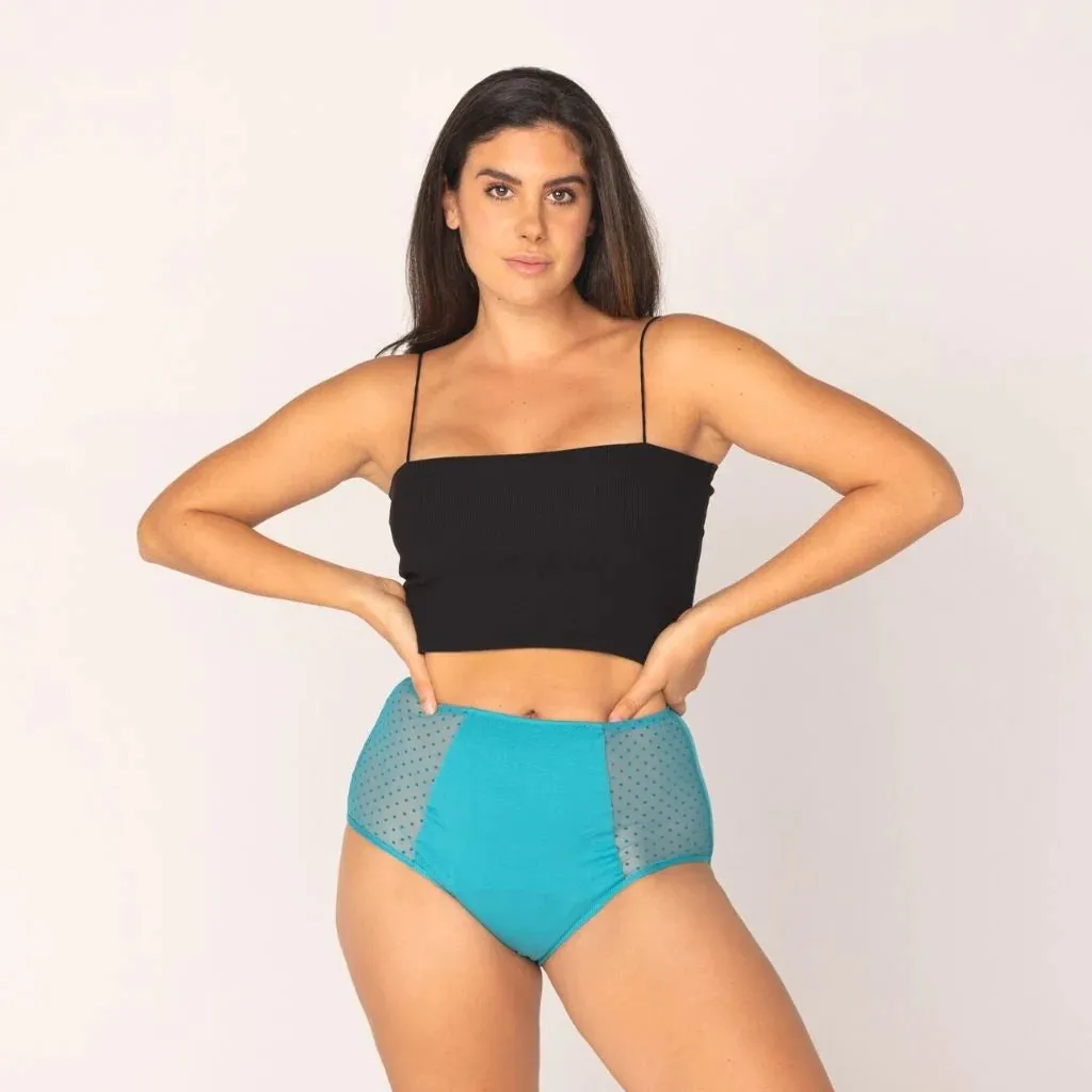 Culotte Menstruelle Taille Haute SPLENDEA CYAN Flux Abondant (Nuit)