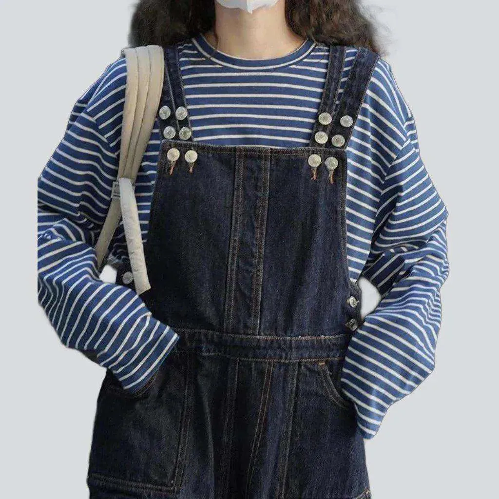 Dark wash women's denim overall