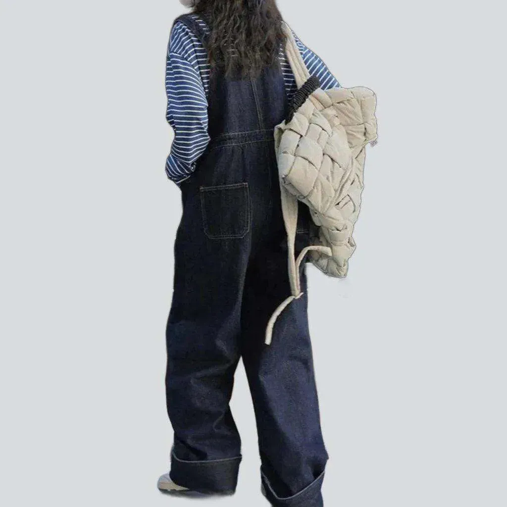 Dark wash women's denim overall