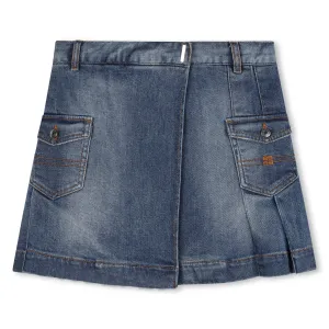 Denim Blue Pleated Skirt