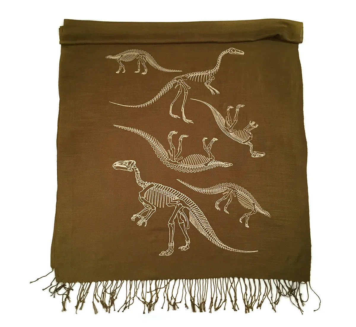 Dinosaur Bones Scarf, linen weave pashmina