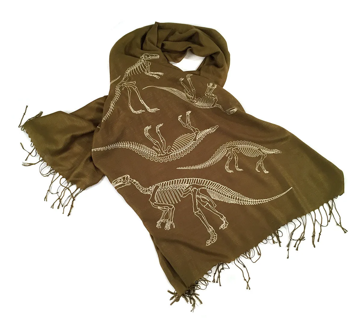 Dinosaur Bones Scarf, linen weave pashmina