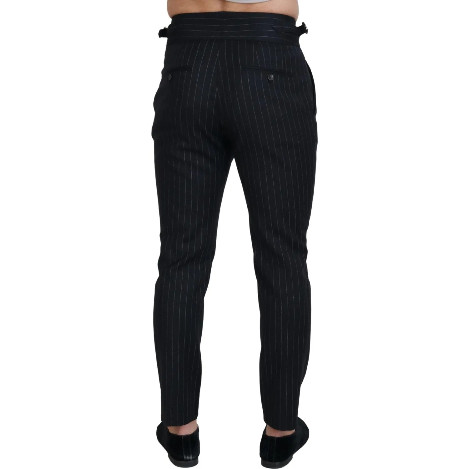 Dolce & Gabbana Elegant Black Striped Wool Blend Trousers