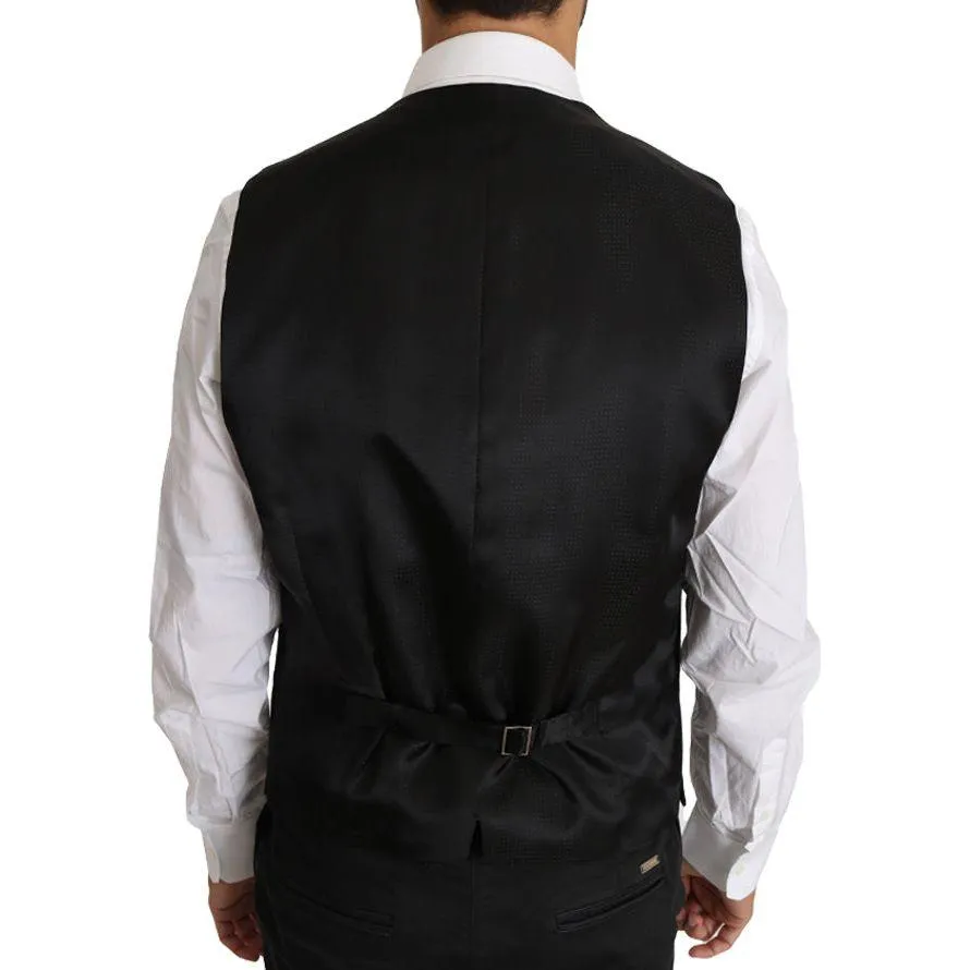 Dolce & Gabbana Elegant Gray Slim-Fit Wool-Silk Vest