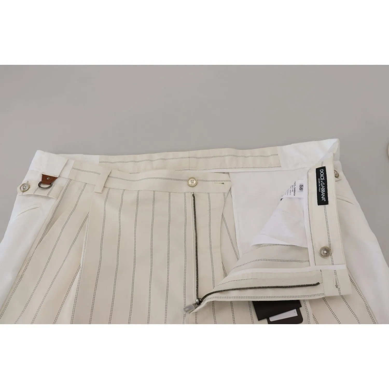 Dolce & Gabbana Elegant White Striped MainLine Trousers