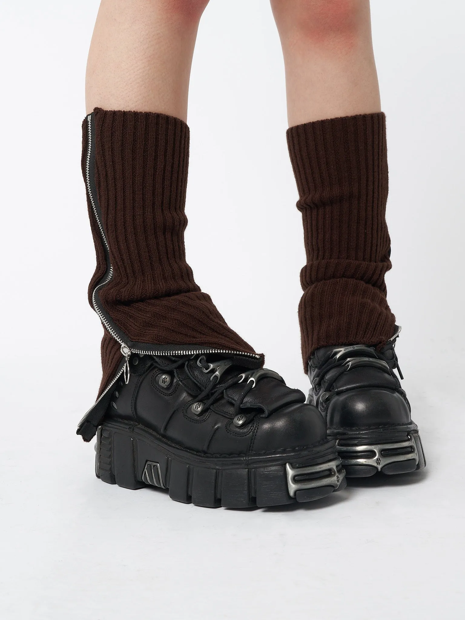 Downtown Brown Zip Up Leg Warmers