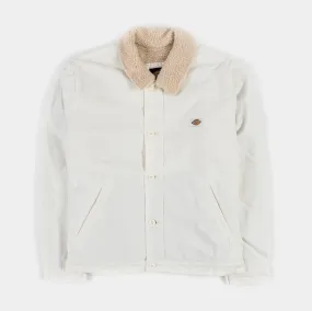 Duck Canvas Fleece Lined Mens Jacket (White)