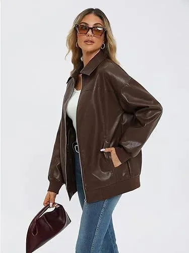 Elara Leather Bomber Jacket for Women | Order Now