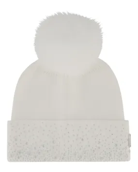 Embellished Beanie with Toscana Shearling Lamb Pompom