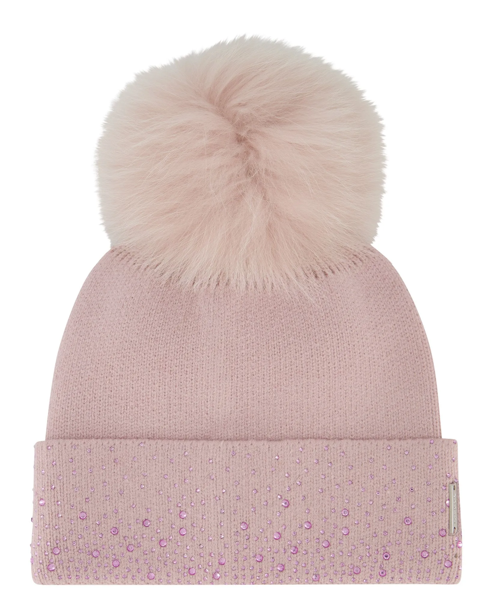 Embellished Beanie with Toscana Shearling Lamb Pompom