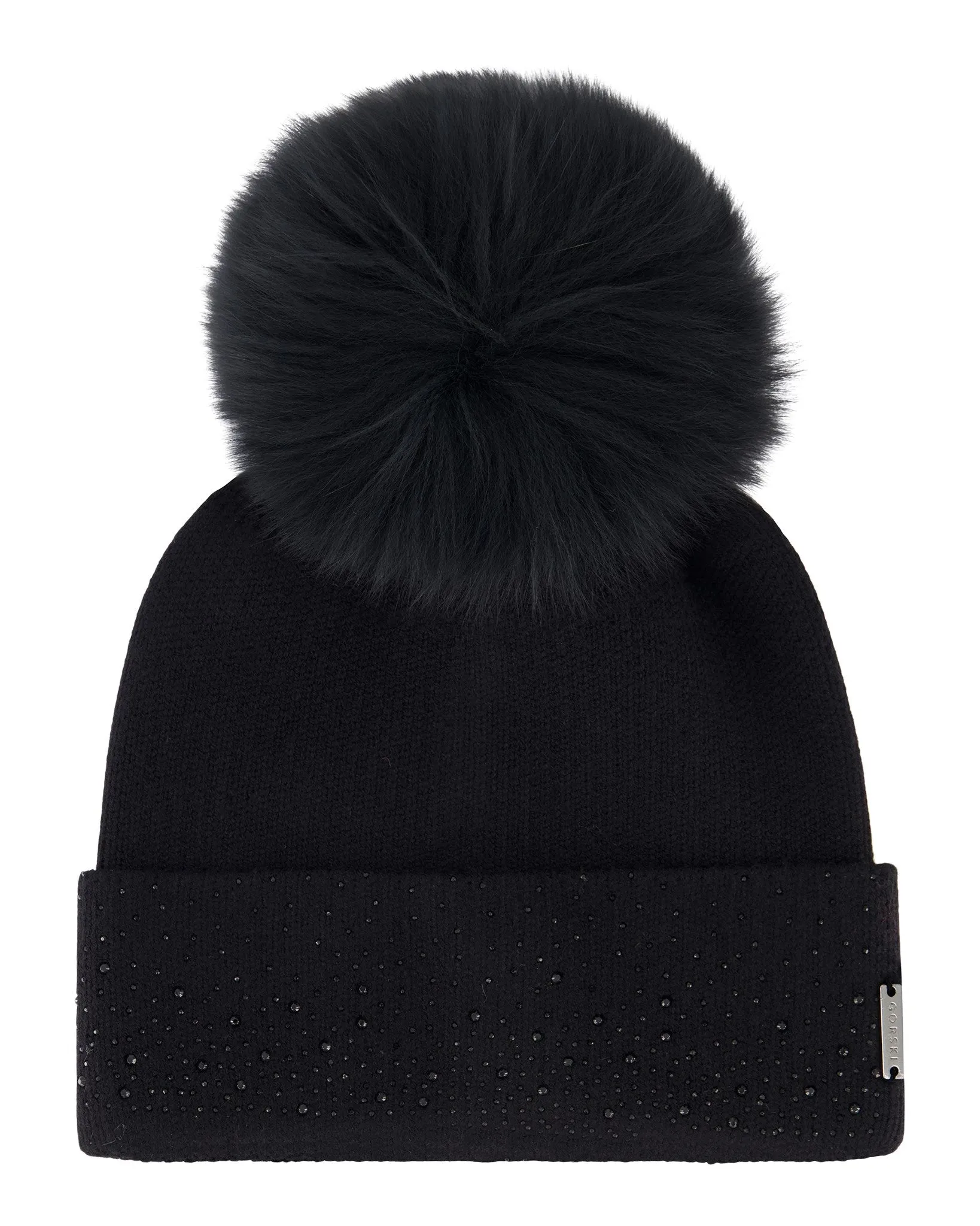 Embellished Beanie with Toscana Shearling Lamb Pompom