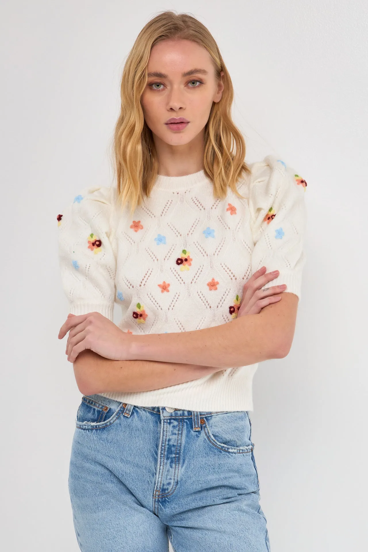 English Factory - Handmade Floral Embroidery Sweater