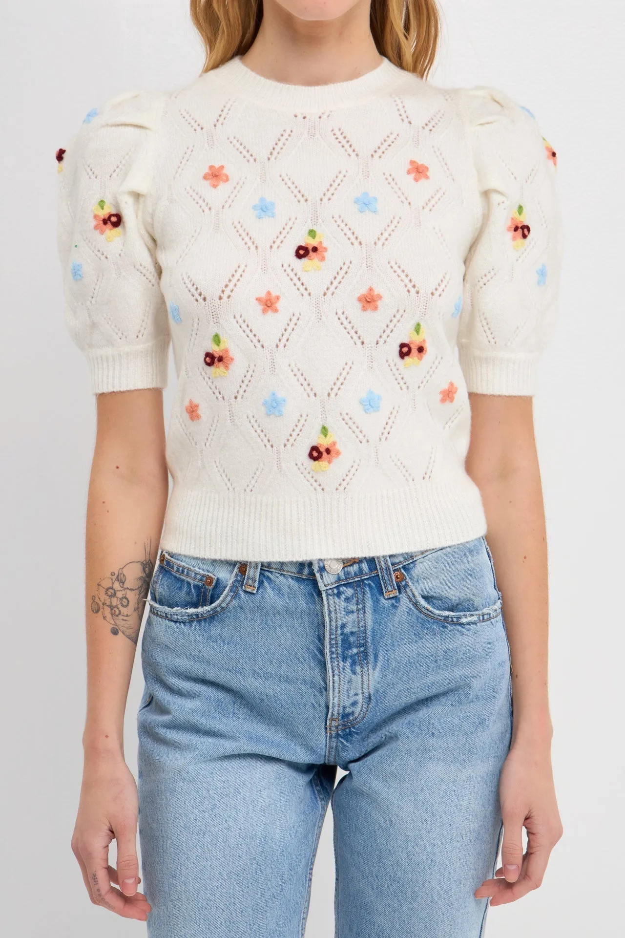 English Factory - Handmade Floral Embroidery Sweater