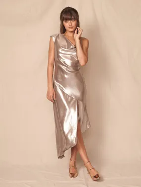 Everly Satin Dress - Platinum