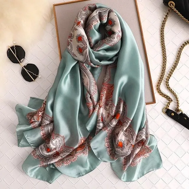 Fashion Silk Scarf Printed Bandana Shawl #LZ046