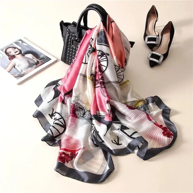 Fashion Silk Scarf Printed Bandana Shawl #LZ046