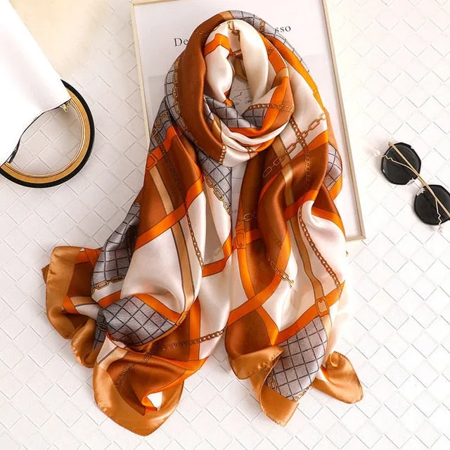 Fashion Silk Scarf Printed Bandana Shawl #LZ046