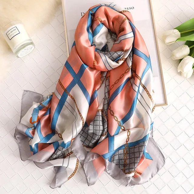 Fashion Silk Scarf Printed Bandana Shawl #LZ046